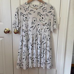 Flower Pattern T-Shirt Dress